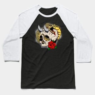 Snake skull roses Baseball T-Shirt